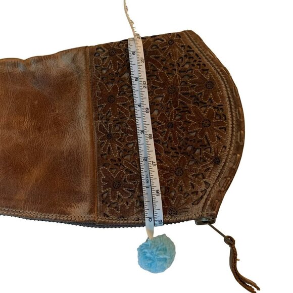 Corral Charlotte Brown Distressed Leather Daisy Laser Cut Tall Equestrian Boots - Picture 10 of 11